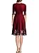 Miusol Women's Vintage Scoop Neck Embroidered Half Sleeve Casual Swing Dress,Wine Red,Medium