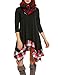 ACEVOG Womens Asymmetrical Casual Feminine Long Sleeve Tunic Shirt Plaid Dress Black XXL