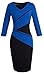 HOMEYEE Women's Elegant Patchwork Wear to Work Pencil Sheath Dress B384 (12, Blue+3/4 Sleeve)