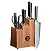 Ginsu Chikara Series Forged 8-Piece Japanese Knife Set, Black - Premium Cutlery Set with 420J Stainless Steel Kitchen Knives and Bamboo Block