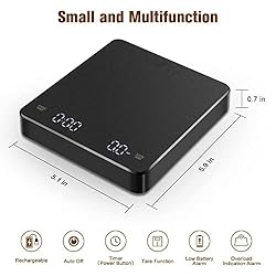 cjc Coffee Scale with Timer, Rechargeable Digital