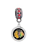 Chicago Blackhawks Crystal Charm Fits European Style Large Hole Bead Bracelets