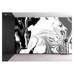 Abstract Background. Ink. Paint. Marble Style. Black and White Liquid in Water. - Removable Wall Mural | Self-Adhesive Large Wallpaper - 66x96 inches