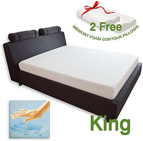 8" Inch Cool Gel Medium Soft HD Memory Foam Mattress + 2 Free Pillows &amp; Mattress Cover (King)