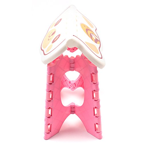 Non Slip Folding Step Stool for Kids and Adults with Handle, Holds up to 250 LBS (Pink)