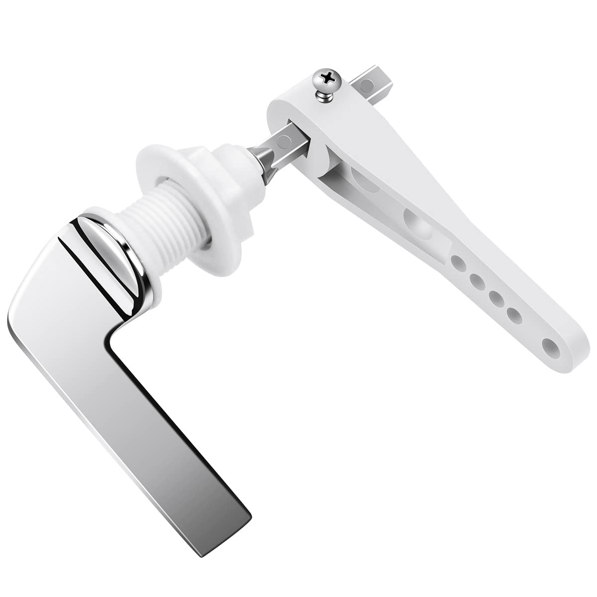 Fantasyon Zinc Alloy Toilet Flush Handle Replacement, Universal Fit Toilet Cistern Handle Chrome Plated Replacement Metal Toilet Flush Lever(White)