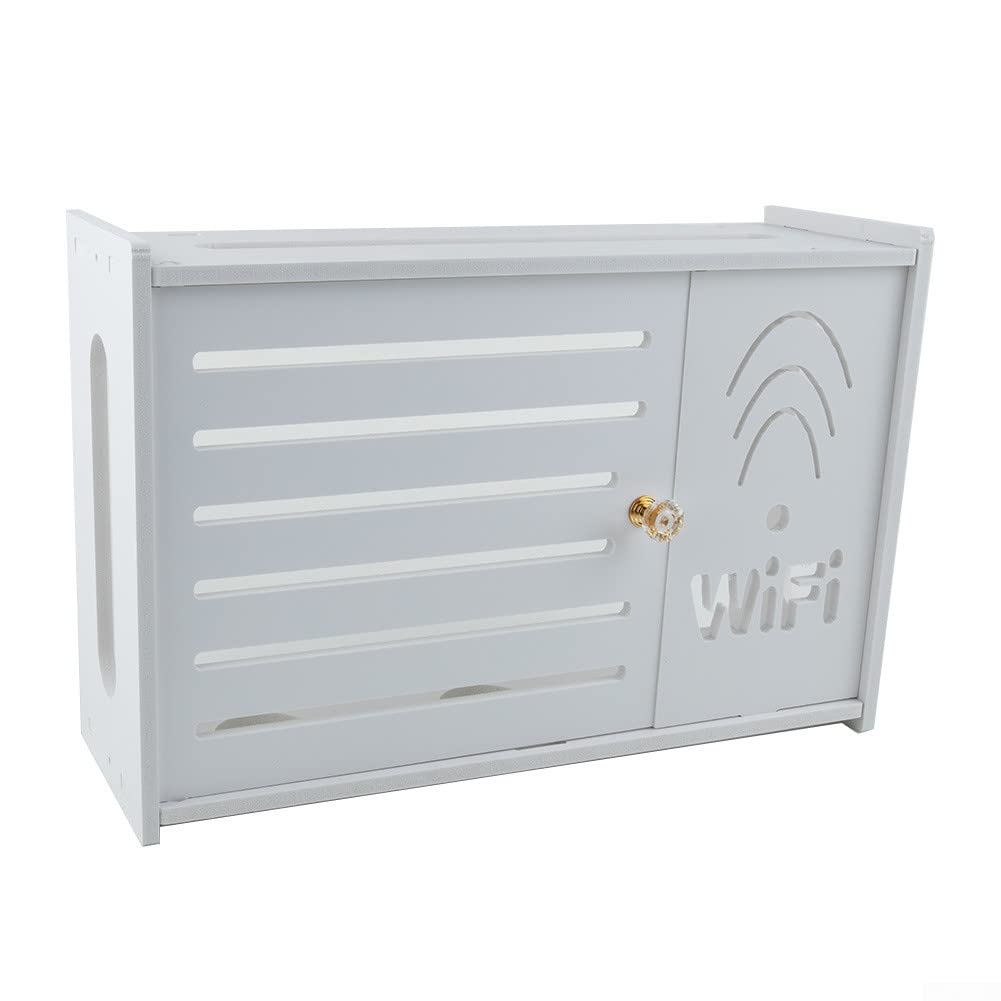 ZYWUOY Wireless Router Rack, Living Room Wall-mounted WiFi Storage Box, Wall Router Storage Box Wall Decoration for The Wall, For Desk Bedroom Apartment- Single Door
