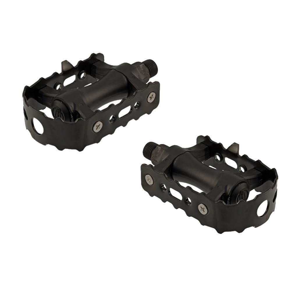 Ecovelò AXPEBI06 Pair Black Pedals 9/16" Steel for MTB Mountain Trekking City Bike Bicycle Non-slip