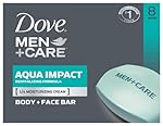 Dove Men+Care Body and Face Bar, Aqua Impact 4 oz, 8 Bar