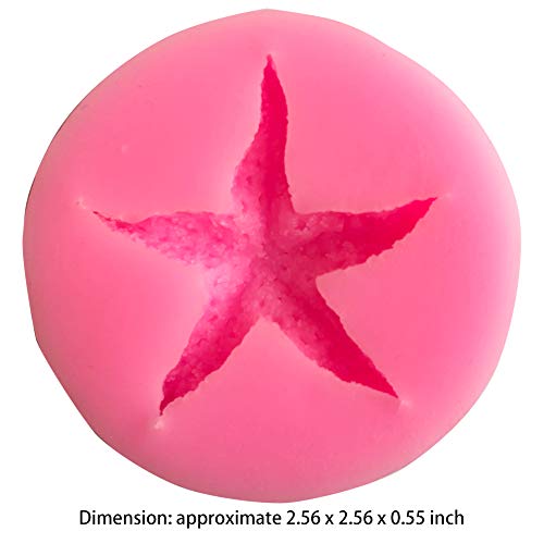 ScivoKaval Beach Theme Starfish Ocean Seashell Mermaid Tail Wedding Birthday Party Cake Silicone Mold Baking Chocolate Fondant Cupcake Soap Candy Decor Sugar Craft Gum Paste Clay Making Molds Set of 4