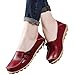 SHIBEVER Women's Leather Loafers Moccasins Wild Driving Casual Flats Oxfords Breathable Shoes Burgundy 8.5