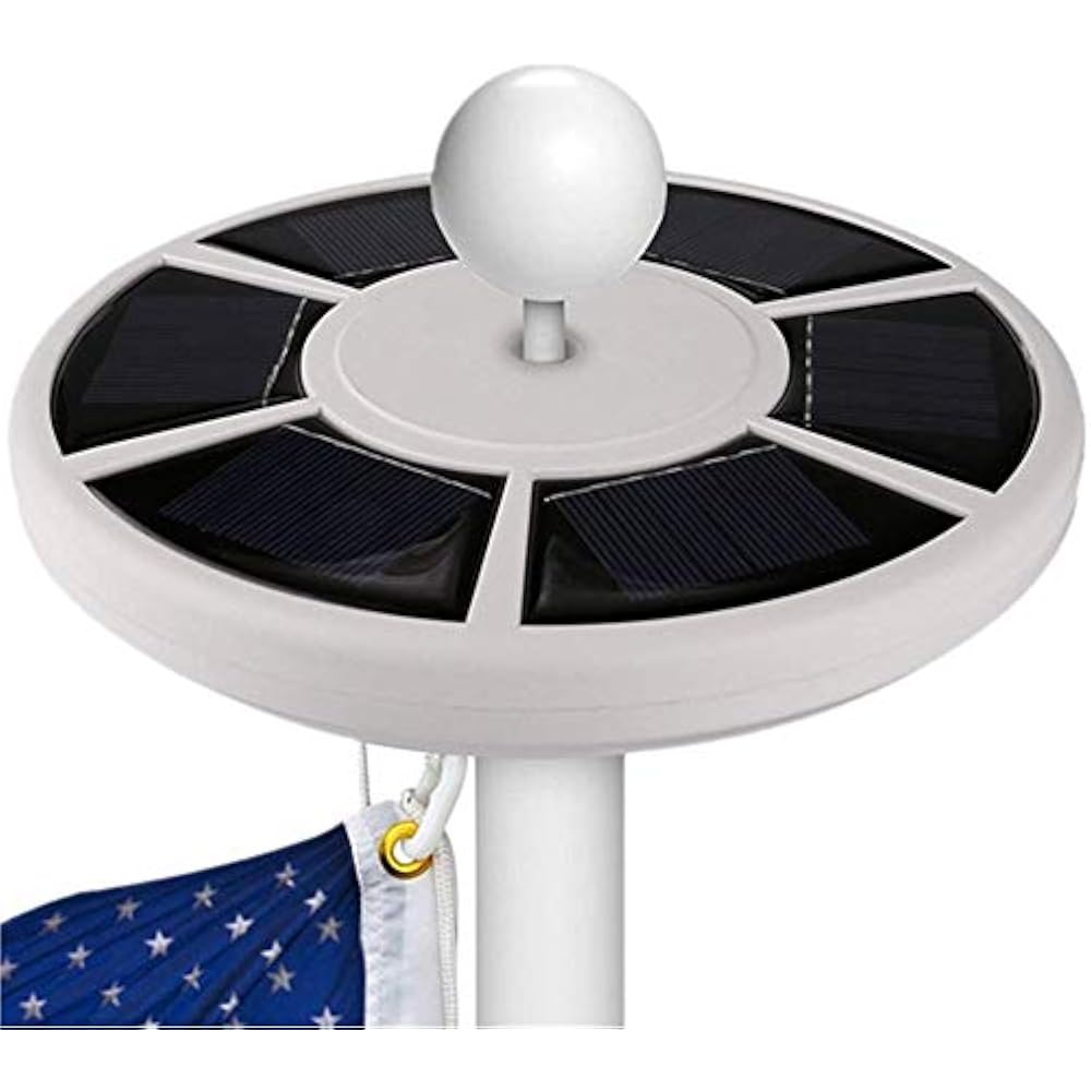 Flag Pole Figurine Lights Solar Powered, American Weatherproof Auto ON