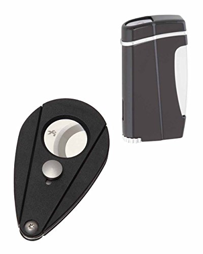XiKAR Xi2 Cigar Cutter and 502 Executive II Cigar Lighter in an Attractive Gift Box Lifetime Warranty Black