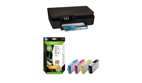 HP Photosmart 5520 Pack - Impresora multifunción + Pack de 4 cartuchos de  tinta original, negro, cian, magenta y amarillo (364) : Amazon.es:  Informática