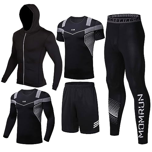 BOOMCOOL Men Fitness Workout Clothing Gym Running Compression Pants Shirt Top Long Sleeve Jacket Set