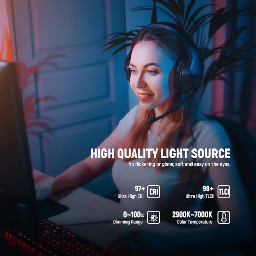 NEEWER GL1 PRO 15.5" Key Light Streaming Light, Video Light with 2.4G PC, Mac Control & iOS Android APP, 2800 Lumens LED Panel Light with Desk Clamp Compatible with Elgato Stream Deck for Gaming Zoom