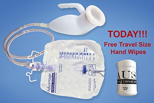 Reusable Portable Male Comfort Fit Advantage Urinal System with Collection Bag PLUS Travel size Wipes