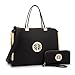 DASEIN Women Large Satchel Handbag Shoulder Purse Top handle Work Bag Tote With Matching Wallet