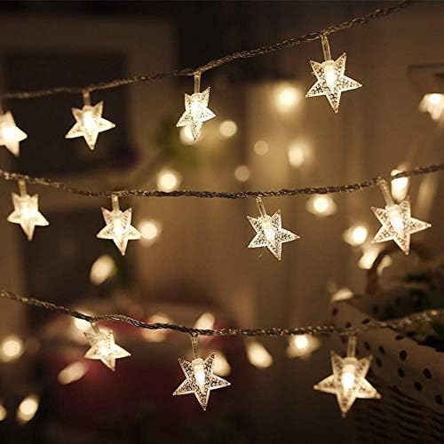 QINGYUN 100 LED 49 FT Star String Lights, Plug in Fairy String Lights Waterproof, Extendable for Indoor, Outdoor, Wedding Party, Christmas Tree, New Year, Garden Decoration, Warm White