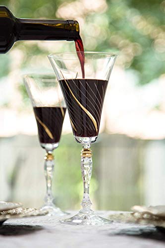 Glazze Crystal RMC-080-GL Red Wine Glasses, 12 OZ, Gold