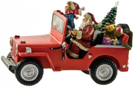 MusicBox Kingdom 53022 Santa in a Jeep Music Box, Plays 8 Different Melodies