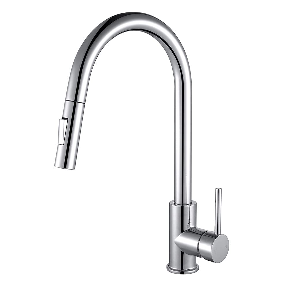 Pull-Out Kitchen Mixer tap in Shiny Chrome Colour. Pull-Out Shower with 2 Positions. Very Practical for Cleaning The Kitchen Sink. Cold Opening. Made from Brass.