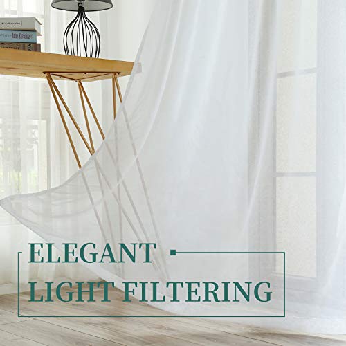 Lofus Semi Sheer Window Curtains, Basic Rods Pocket Voile Fabric Drapes, Privacy Window Treatments for Living Room Kitchen Bedroom, 52\