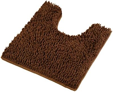 CHESEY Non Slip Toilet Rug U Shaped Soft Bathroom Mat Microfiber Contour Absorbent Coffee