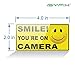 iSYFIX Smile You're on Camera Stickers for Business – 6 Pack 4x2 Inch – Self-Adhesive Vinyl Decal, Laminated for Ultimate UV Protection, Fade Resistance, Security Camera Sign for Home, Business, CCTV