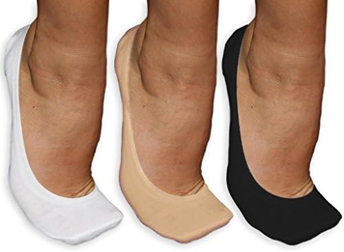 Silicone Grip No-Show Socks 3-Pack - Women’s/Girls (White/Black/Nude) [Size 5-7]