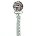 Crystal Dream Elegant Grey Quilted Crystal Handmade Unisex Baby Pacifier Clip with Matching Polka Dot Ribbon 8 Inch (RQGR)