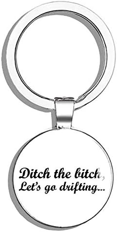 Glover Trading Let's Go Drifting Humor Slogan Round Stainless Steel Metal Key Chain Keychain Ring Double Sided Deisgn