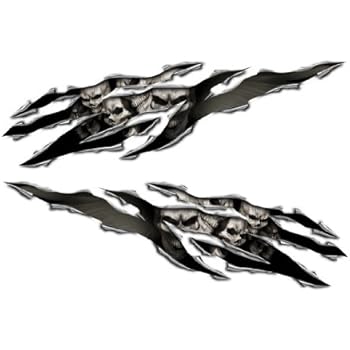 Skull Rip 5 inch Long Motorcycle Sticker sportbike cruiser Decal Set