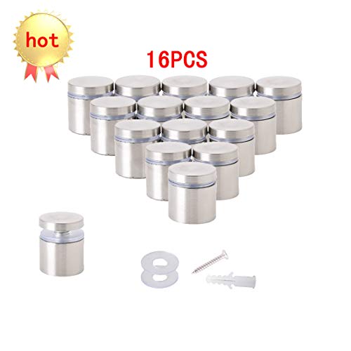 Osring 1 Inch x 1 Inch Sign Standoffs Mounting Hardware, Wall Standoff Holder Stainless Steel Glass Standoffs Screw for Sign Display, 16 Pack
