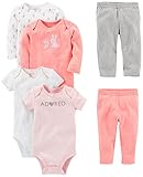 Simple Joys by Carter's Baby Girls' 6-Piece Little Character Set, Pink Bunny, 3-6 Months