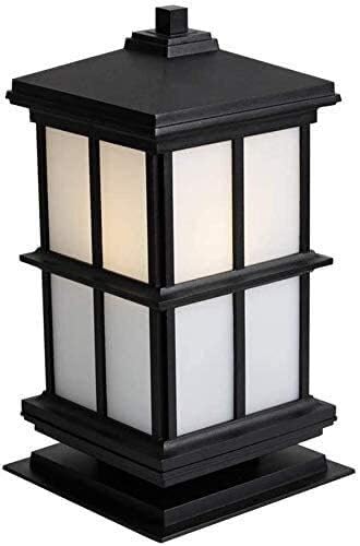 Dulg 欧州のアルミ屋外ガーデンランプポストランタンライト 曇りガラスシェード中国語広場の柱のライト 和風パティオフェンスボラードライト 経路風景の列をライトブラック