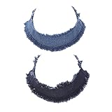 ChelseachicNYC Fringe End Wide Denim Blue Jean Choker