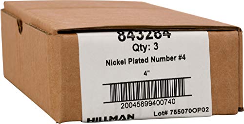 Distinctions by Hillman 843284 4-Inch Die Cast Self-Adhesive House Address Plaque, Brushed Nickel, Number 4 - Thumbnail 6