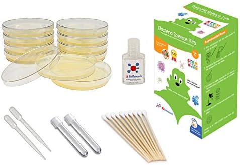 EZ BioResearch Bacteria Science Kit (I) (Gift Pack): Science Fair Project Kit. Prepoured LB Agar Plates and Cotton Swab, free E-Book with Award Winning Experiments