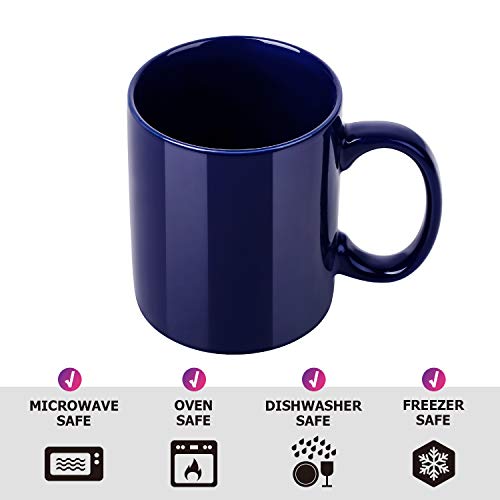 Y YHY Porcelain Coffee Mugs, 12 Ounces Mug Set for Coffee, Tea, Cocoa or DIY, Set of 6, Navy Blue