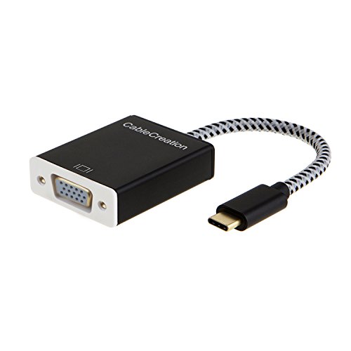 USB C to VGA, CableCreation Type C (Compatible Thunderbolt 3) to VGA Adapter, Compatible with MacBook Pro,MacBook Air 2018,Mac Mini,Surface Book 2,Chromebook Pixel,Dell XPS 13/15,Yoga 920,Galaxy S8
