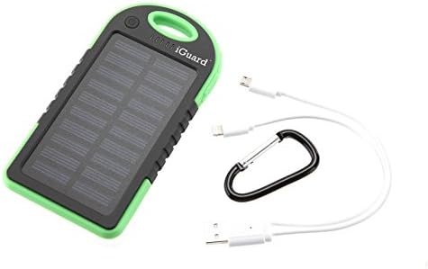 Solar Charger BUNDLE! iGuard 5000mAh Portable Power Bank Dual USB Carabiner + iPhone 6 + Android charger included! Portable Waterproof Dustproof Shockproof for Phones, iPad, GoPro, Tablets, Cameras
