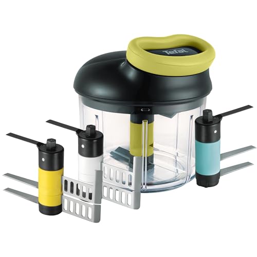 Tefal K13210 5-Sekunden-Zerkleinerer ohne Strom, 900ml; Universalzerkleinerer für Gemüse, Obst, Nüsse, Knoblauch, Babynahrung. Inklusive zusätzlichem Ice-Crusher-, Püree- und Rühreinsatz, schwarz/grün
