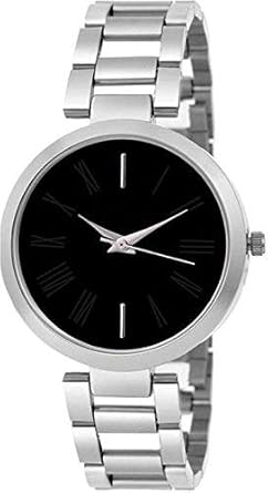 Jay Enterprise Analog Black Dial Silver Steel Belt Watch for Girls-Women