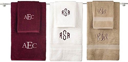 1888 Mills Personalized Monogrammed Decorative Bath Linens for Home, Office, and Gifts. 100% USA Cotton Bath Towel - Marine Blue - 27"X 52". Luxurious Boutique Style, Super Absorbent…