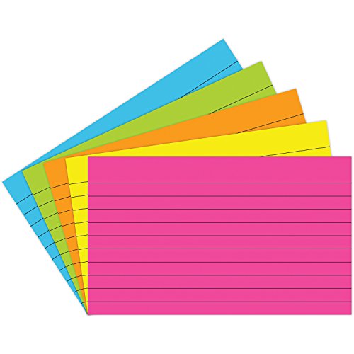 Top Notch Teacher Products TOP362 Lined Brite Assorted Index Cards, 0.7" Height, 3.1" Wide, 5.1" Length (75 Cards per Package)