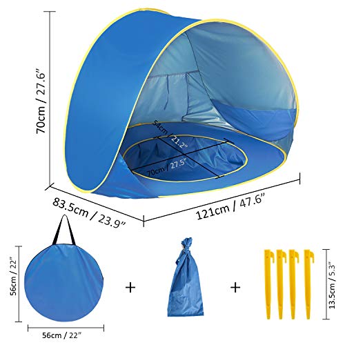 Shayson Pop Up Strandmuschel, Automatisches Strandzelt mit UV-Schutz 50+ für 1-2 Kinder, Auch als Sonnenzelt oder EIN… – Bild 3