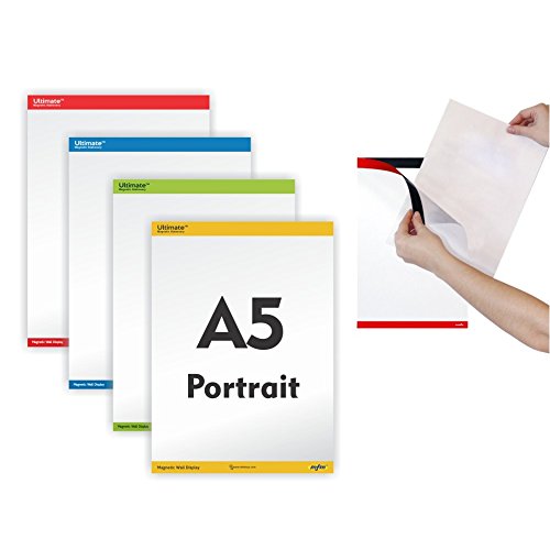 Ultimate Easy Magnetic Wall Display (Pack of 4) | Self Cling Magnetic Sheet Holder for Wall/Glass Partition/Window (A5 Portrait)
