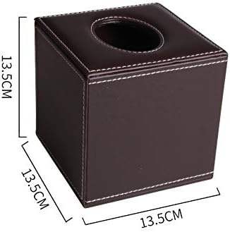 Ins Creative Square Leather Embossed Flower Roll Paper Facial Tissue Box Cover Organizer Holder for Car Bathroom Vanity Countertops Bedroom Dressers Night Stands Desks and Tables - Brown Stitch