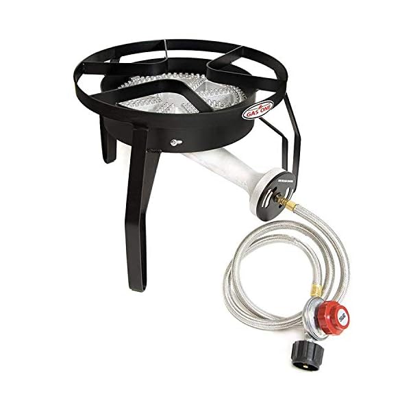 GasOne 200, 000 BTU Single Burner Outdoor Stove Propane Gas Cooker with Adjustable 0-20Psi Regulator & Hose Perfect for Home Brewing Turkey Fry Outdoor Cooking Maple Syrup Prep